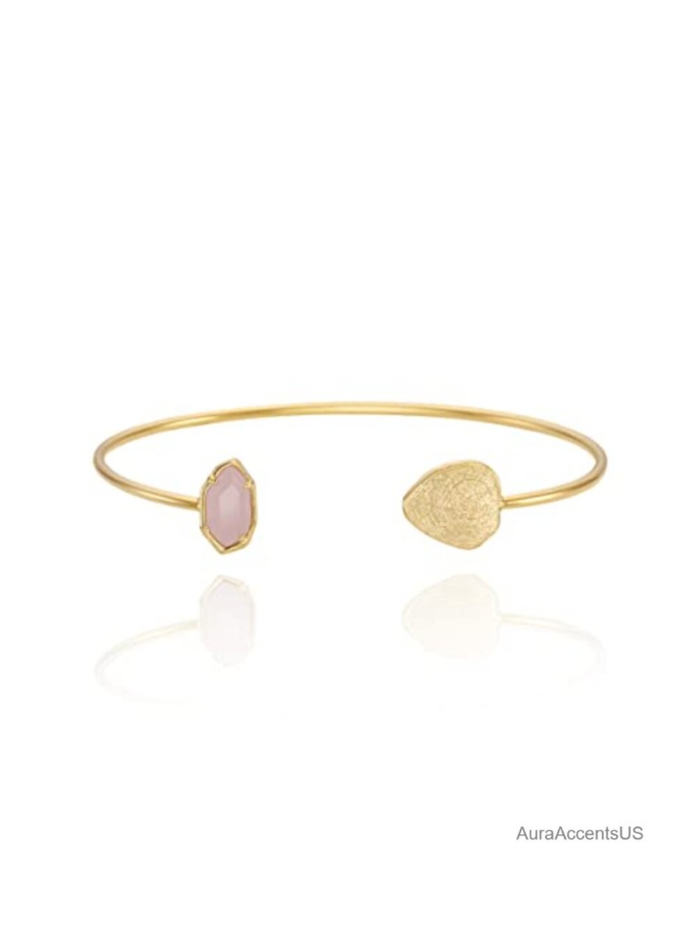 18K Gold Plated Textured Cuff Bracelet with Crystals
